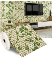 Самоклейна декоративна 3D панель, шпалери під цеглу  з плющем 700x1000x3мм. Колекція: ландшафти