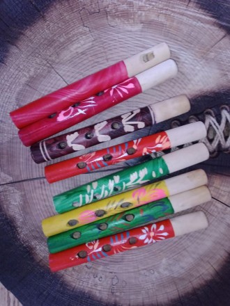 Дудка-спілка, дудочка 16 см дерев'яна BNS. Ручна робота. Екофарбування.