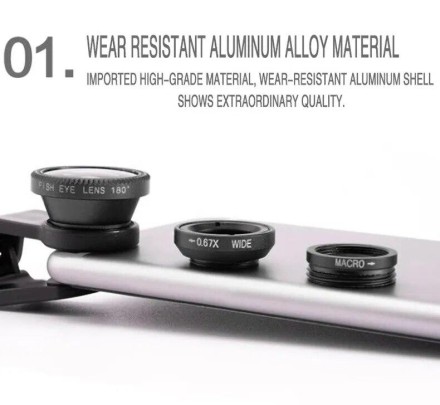 Риб'яче око, ширококутний макро, портативний 3 в 1, затискач для об'єктива камери мобільного телефона, макро-сма