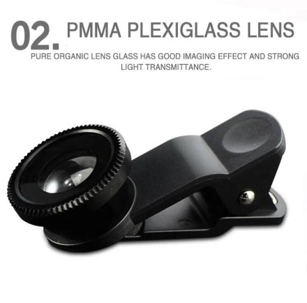 Риб'яче око, ширококутний макро, портативний 3 в 1, затискач для об'єктива камери мобільного телефона, макро-сма