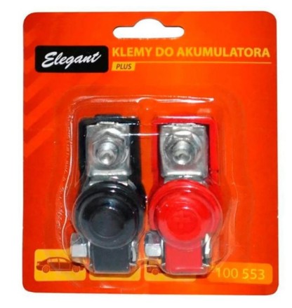 Клеми акумуляторні з ковпачками. Комплект авто клем для АКБ 12V. 100% цинк + покриття латунню. 2 штуки