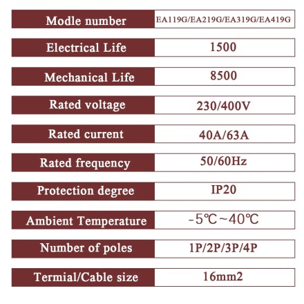 Автоматичний вимикач EARU Electric, 2P, 40A, EA-219G на DIN-рейку 400V