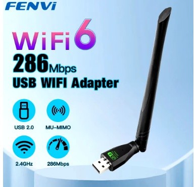 WIFI антена FENVI WIFI 6 USB адаптер AX286 мережева карта Dongle 2.4GHz 802.11AX 300Mbps. Посилена, 22 см.