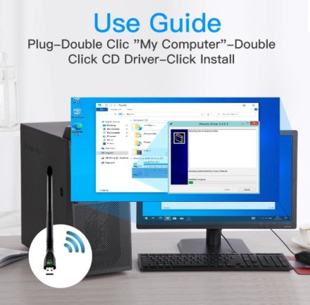 WIFI антена FENVI WIFI 6 USB адаптер AX286 мережева карта Dongle 2.4GHz 802.11AX 300Mbps. Посилена, 22 см.