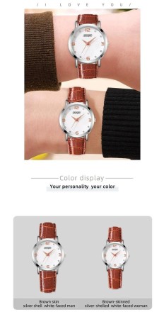 Модний набір для закоханих 2 в 1:  розкішний чоловічий та жіночий годинник Brown