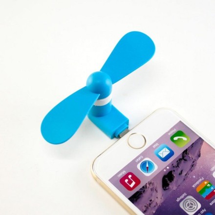 Портативний мобільний вентилятор для айфон у роз'єм Micro USB АРЕ (mini fan for Android)