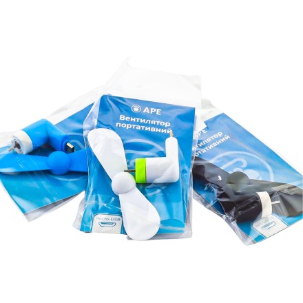 Портативний мобільний вентилятор для айфон у роз'єм Micro USB АРЕ (mini fan for Android)