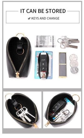 Шкіряна ключниця, чохол, брелок для ключів Elegance 2 (темно-синій) Якість! Кожа! Металева блискавка