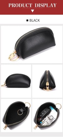 Шкіряна ключниця, чохол, брелок для ключів Elegance 2 (темно-синій) Якість! Кожа! Металева блискавка