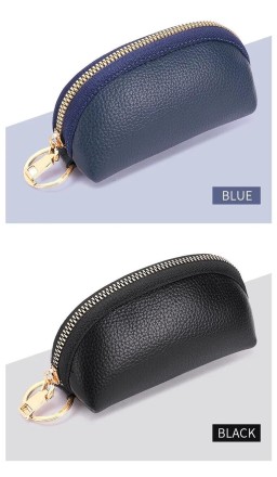 Шкіряна ключниця, чохол, брелок для ключів Elegance 2 (темно-синій) Якість! Кожа! Металева блискавка