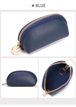 Шкіряна ключниця, чохол, брелок для ключів Elegance 2 (темно-синій) Якість! Кожа! Металева блискавка