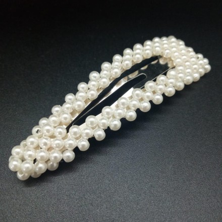 Прикраса для волосся з перлами (заколка клук квадратна) 7,5 см/2,8 мм ширина ПЛАСТИКОВА