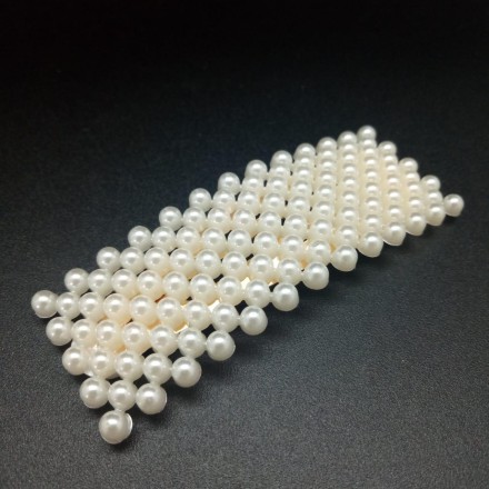 Прикраса для волосся з перлами (заколка клук квадратна) 7,5 см/2,8 мм ширина ПЛАСТИКОВА