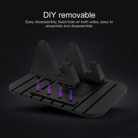 Тримач для телефона, GPS силіконовий, протиковзний тримач в авто "Super Chief". Silicone Black