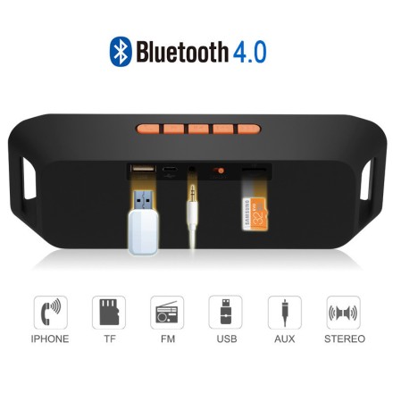 Портативна колонка із сабвувером SC208 з функцією Power Bank і мікрфоном TF USB AUX "Orange BOMB"