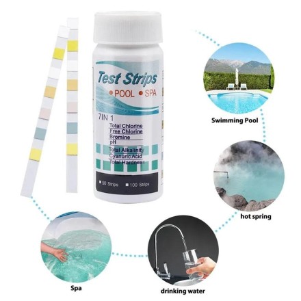 Тестові смужки для басейну, тест-смужки "7 в 1" на хлор/PH/бром для тестування води в басейні, ставку