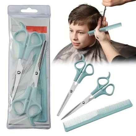 Набір ножиць для стриження, плоскі (прямі), філірувальні, гребінець, чохол