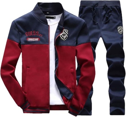 Спортивний костюм зимовий флісовий, повсякденна утеплена тепла толстовка + штани, синьо-бордовий, Bordo 3XL