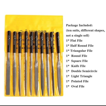 Набір алмазних напилок надфілів для ювелірних виробів, металу, дерева, кераміки, скла, каменю, 10 шт.