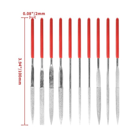 Набір алмазних напилок надфілів для ювелірних виробів, металу, дерева, кераміки, скла, каменю, 10 шт.
