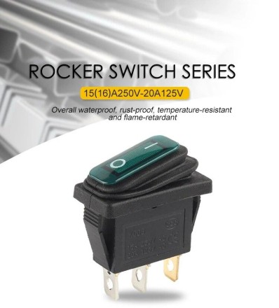 Кнопка IP67 — Водонепроникний кулісний перемикач KCD3, неіржавка сталь 15-20 А, з підсвіткою DPST