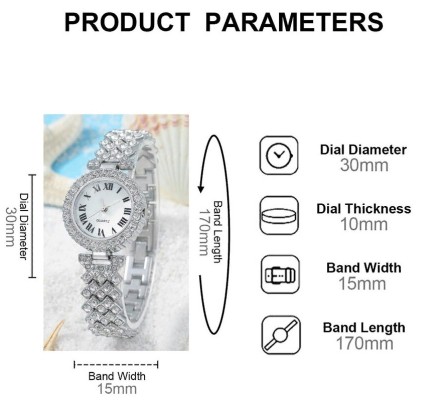 Подарунковий набір для жінок 6 в 1: розкішний годинник "Montre Femme", браслет, сережки, кільце, кулон із ланцюжком