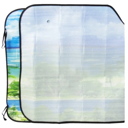 Штора сонцезахисна автомобільна з малюнком і термопороном на лобове скло 135 х 70 см