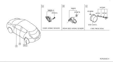 Датчик тиску в шинах TPMS 315 МГц для Nissan Leaf Sentra Versa Note 40700-3AN1B