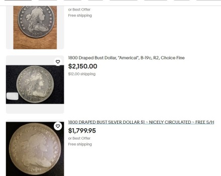 Пам'ятна, ювілейна монета з посрібленим "1800 Draped Bust Dollar", у тримачі, із серії «American Silver D