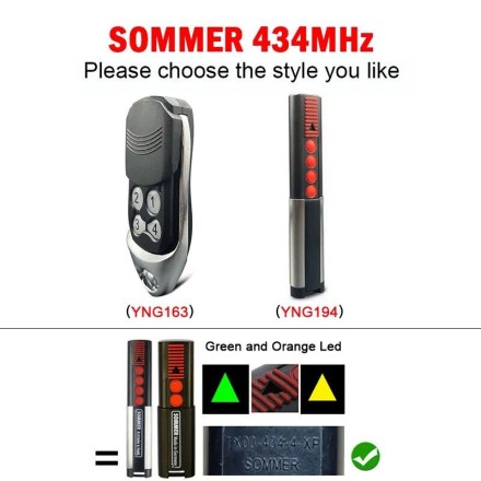 Пульт дистанційного керування SOMMER 434,42 МГц, SOMMER 4014 TX03-434-2 4022 TX02 TX03-434-4-XP 4013