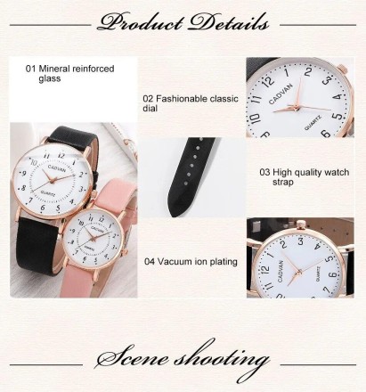 Модний набір для закоханих 2 в 1:  розкішний чоловічий та жіночий годинник, Black Pink