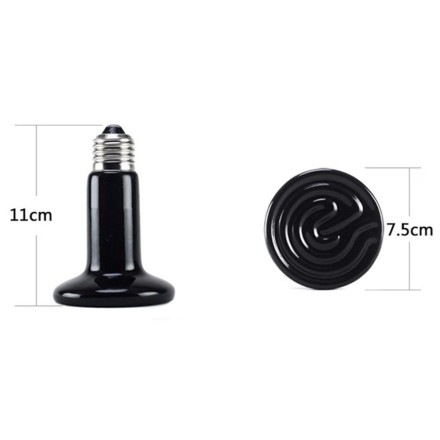 Інфрачервона нагрівальна лампа, чорна кераміка, E27 75 Вт, 100 Вт