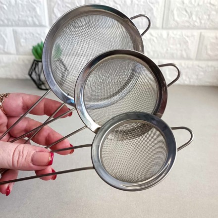 Набір металевих сито Stainless Steel 3 шт. Сіточки для чаю, кави, компотів. Бармен бокс