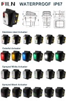 Кнопка IP67 — Водонепроникний кулісний перемикач KCD4, неіржавка сталь 30 А LED-підсвітка, DPST