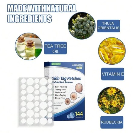 Патч гідрогелевий EELHOE Acne Skin Tag Patches проти вугрів, акне, прищів, бородавок і запалень 144 шт./1 уп