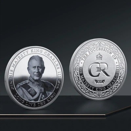 Пам'ятна, ювілейна монета з посрібленим "Король Англії Карл III", у тримачі, із серії «Королівський виклик»