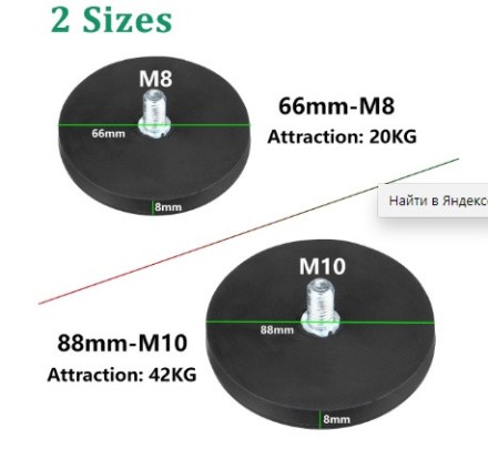Потужна кріпильна магнітна основа опори 66 мм на дах авто, човни