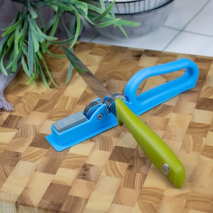 Точило для кухонних ножів ручне механічне зі стругачним каменем і шліфувальним каменем "Felador Cuchillo" IKE