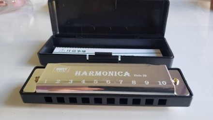 Губна гармошка, губна гармоніка "Fende" 10 нот, мідь, натуральна смола, неіржавка, кейс. Тремоло