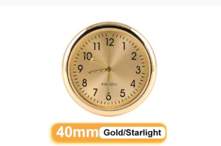 Годинник для авто, кварцовий, кришка неіржавка сталь, золото, класичний циферблат 3М