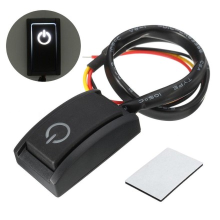 Кнопка автомото вимикач накладна з LED-підсвіткою DC12V 200mA 2,4 W