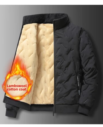 Чоловіче стьобане бавовняне пальто з флісовою підкладкою, на овечому хутрі. Вітрозахисна куртка парку "Consul"