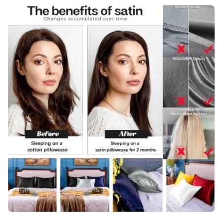 Наволочки атласні, шовкові 50х75, комплект 2 шт., бордо