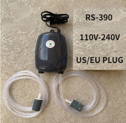 Компресор для акваріума зі зворотним клапаном Resan RS-390 220 V 5 W + шланг + зворотний клапан + рас