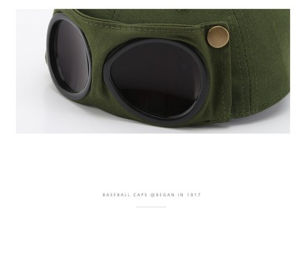 Кепка, бейсболка "Стипанк Авіатор". Кепка-окуляри на заклепках "Steampunk Aviator"