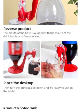 Барний диспенсер  для пластикової пляшки з газованими напоями. Для бару, дому, офісу, вечірок