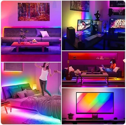 Набір LED Світлодіодна стрічка 5V Bluetooth Multi Rgb 5050 Light Strip 4m Світломузика, караоке, мікрофон, таймі
