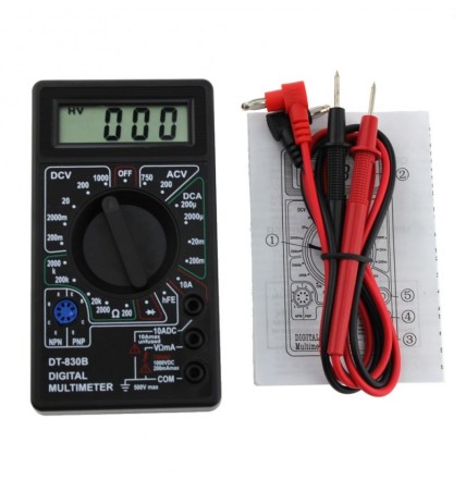 Мультиметр (тестер) DT-830B з щупами та батарейкою "Крона" 9 V