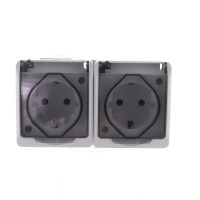 Розетка подвійна накладна із заземленням із кришками, біла, 16 А "Safi Lux"