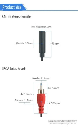 Кабель 2RCA Male на 3,5 мм jack Famele аудіо Aux кабель 3,5 мм jack на 2RCA